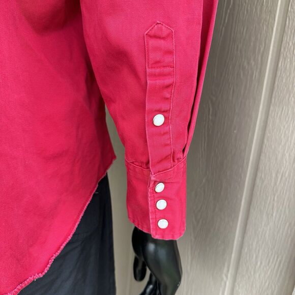 Vintage Wrangler Shirt Mens XL Brush Popper Western Rodeo Pearl Snap Red - Picture 6 of 7